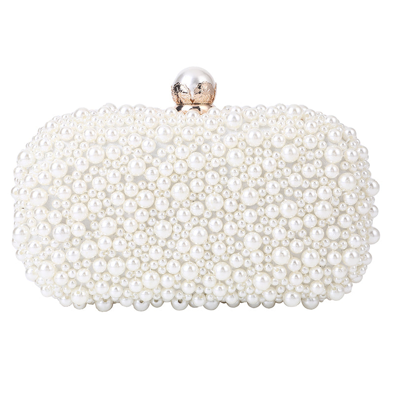 Luxury Special Crystals Womens Wedding  Beaded Pearl Clutch  Handmade Bags