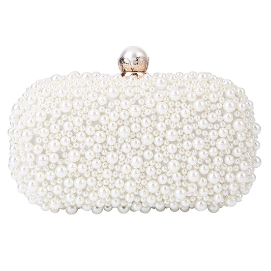 Luxury Special Crystals Womens Wedding  Beaded Pearl Clutch  Handmade Bags