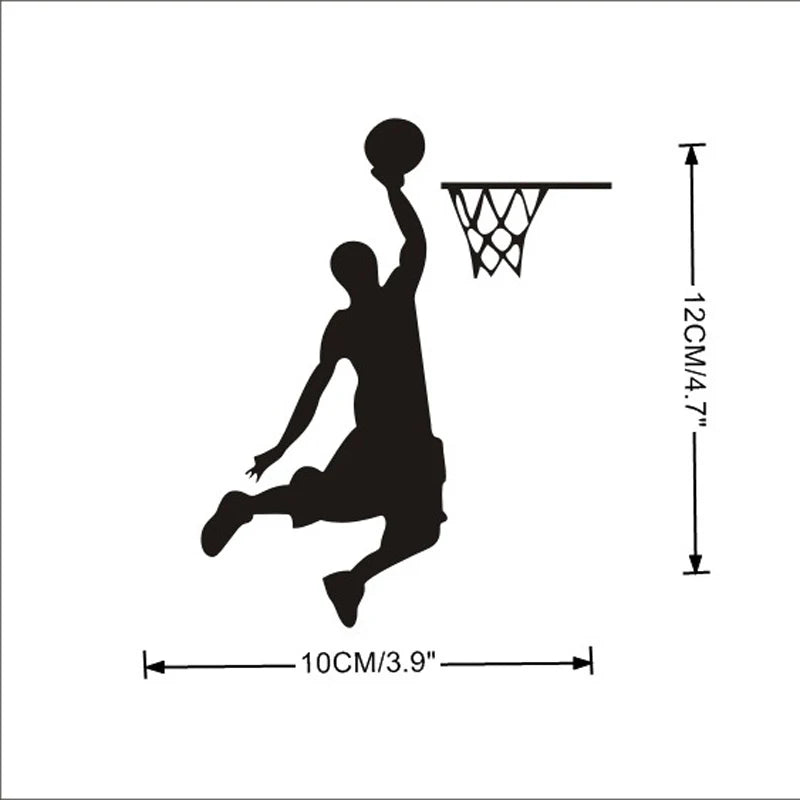 Cartoon Basketball Player Dunk Wall Sticker for Home Decorative