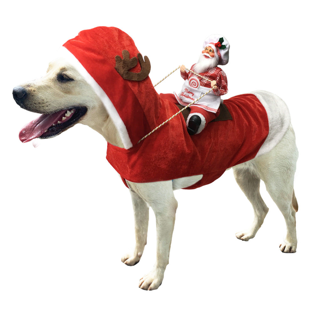 Pet Dog Christmas Costume Santa Claus Riding Dress Christmas Pet Clothes Riding