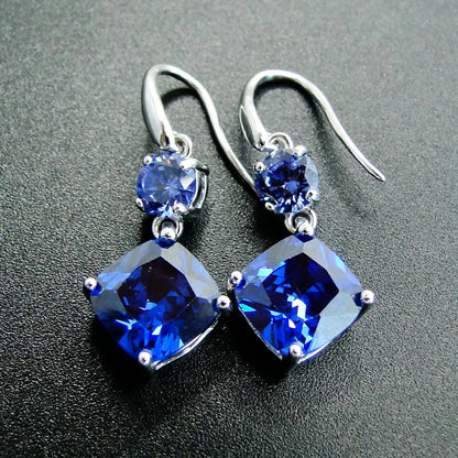 100% 925 Sterling Silver Earring With Tanzanite Drop Earrings Women Jewelry