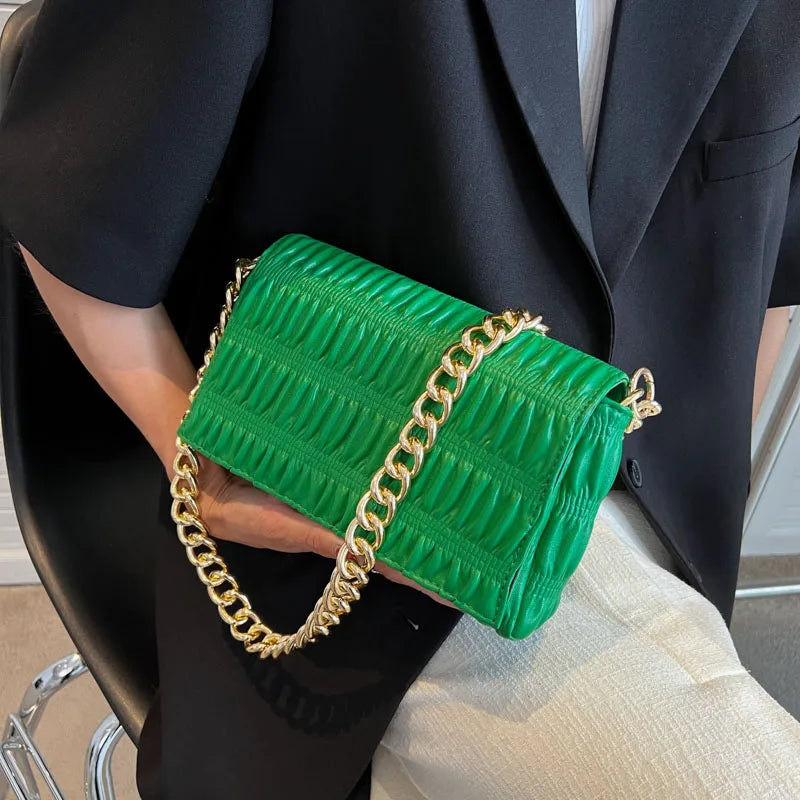 Branded Women's Thick Chain Quilted Shoulder Clutch Bags Ladies Hand Bag