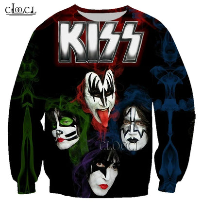 HX Rock Singer KISS Band Sweatshirt 3D Print Men Fashion Casual Long Sleeve