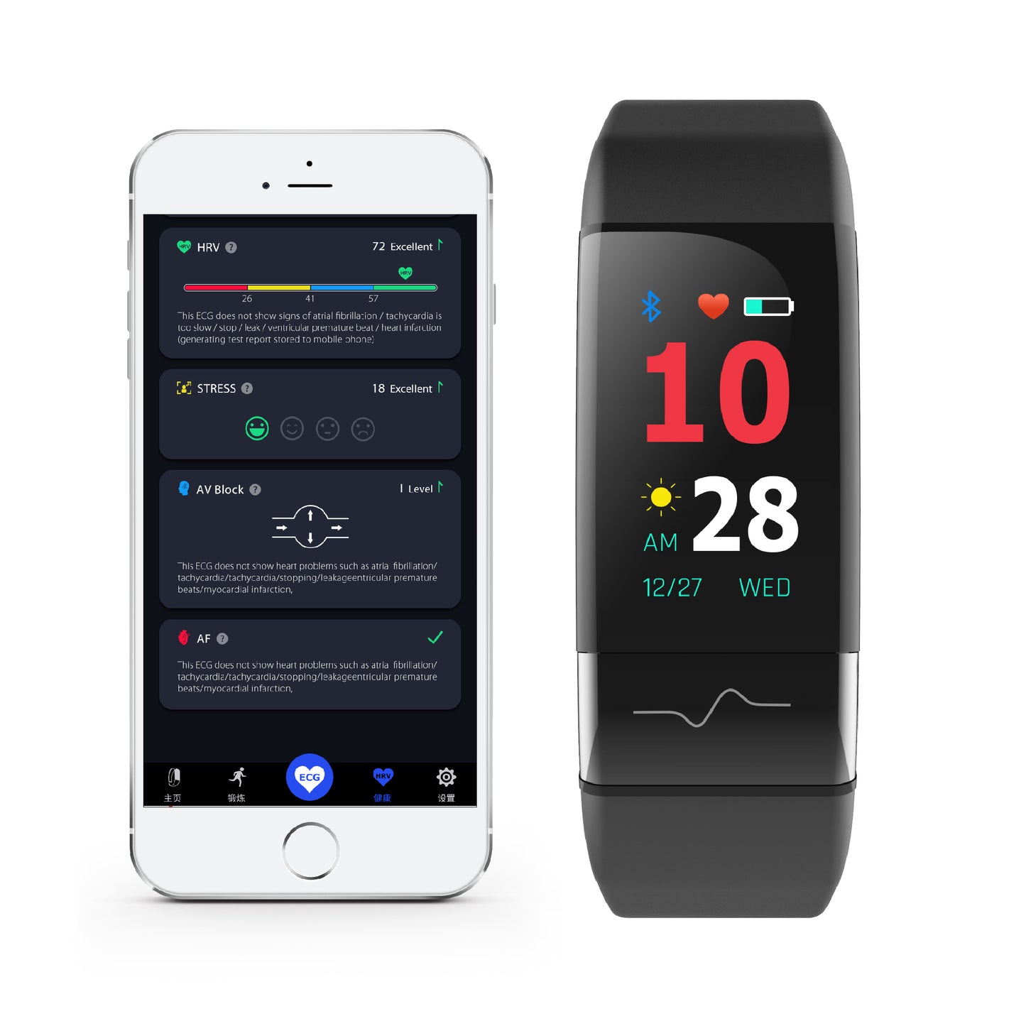 Top Quality ECG Smart Fitness Band Tracker Blood Pressure Watch