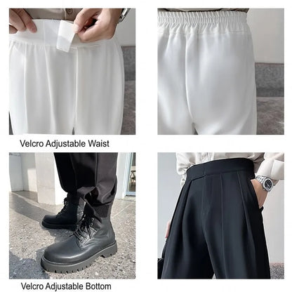 Spring Summer Mens Fashion Harem Pants Ankle Length Elastic Waist Tapered