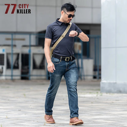 77City Killer Military Denim Pants Men Tactical Cargo Elasticity Joggers Male