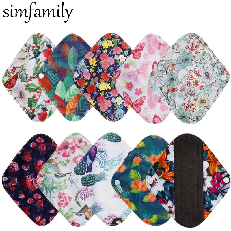 [10Pcs Reusable Pads Bamboo Charcoal Pads Sanitary Pads Washable Panty