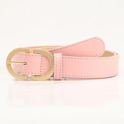 Thin Female Circle Buckles Belt Deduction Side Gold Buckle Jeans Belts Women