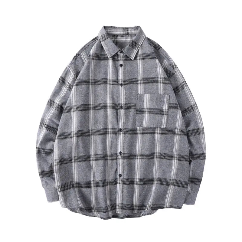 Autumn Plaid Shirt Men's Fashion Retro Casual Shirt Wild Long Sleeve Shirts