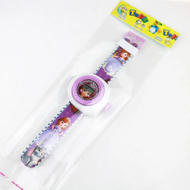 3D Projection Princess Elsa Girls Watches Kids Rubber Digital Minnie