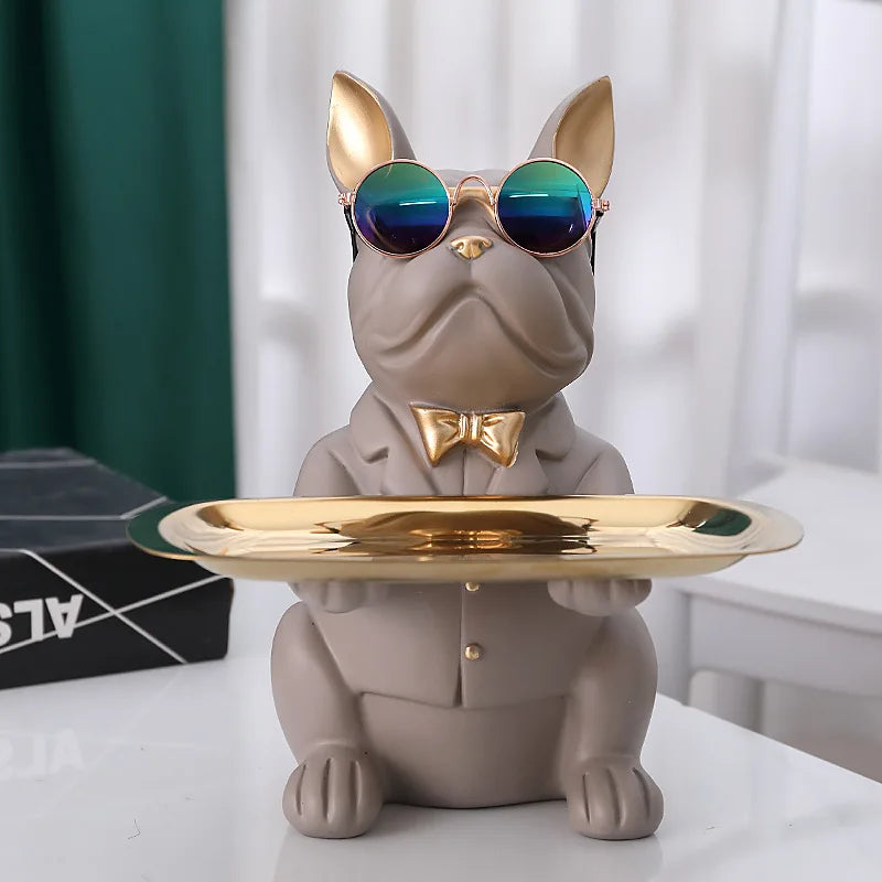 French Bulldog Sculpture Dog Statue Jewelry Storage Table Decoration Home Decor