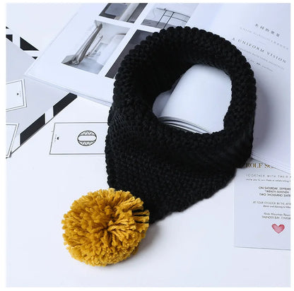 New Kids Winter Wool Collar Scarf for Children Knitted Collar With Ball