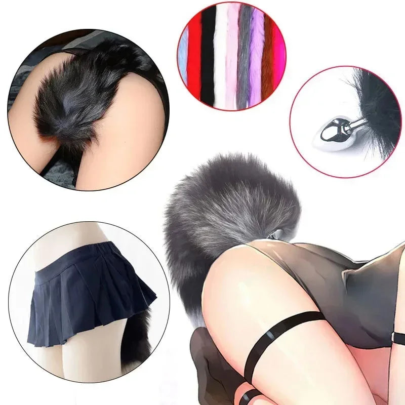 Sexy Fox Tail Anal Plug Metal Adult Products Woman Men Anal Butt Plug