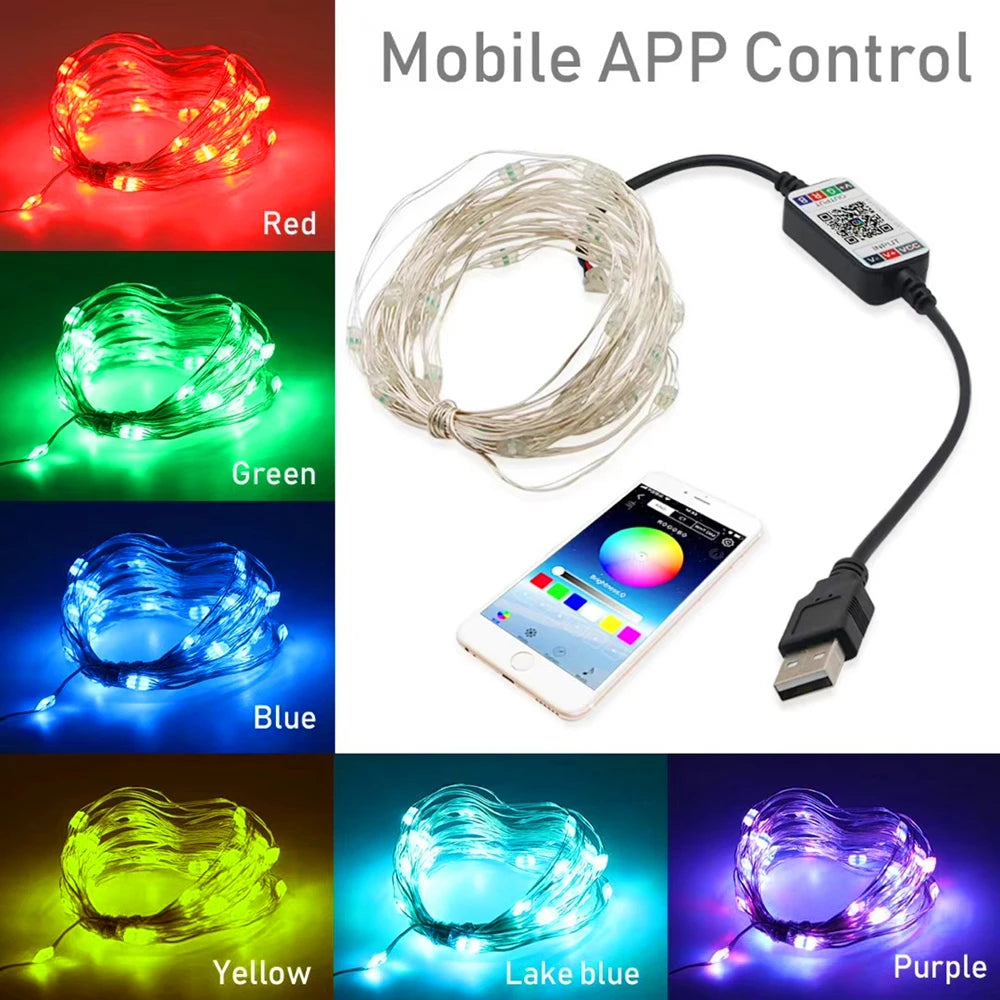 Smart RGB Christmas Fairy String Light APP Bluetooth Control Waterproof