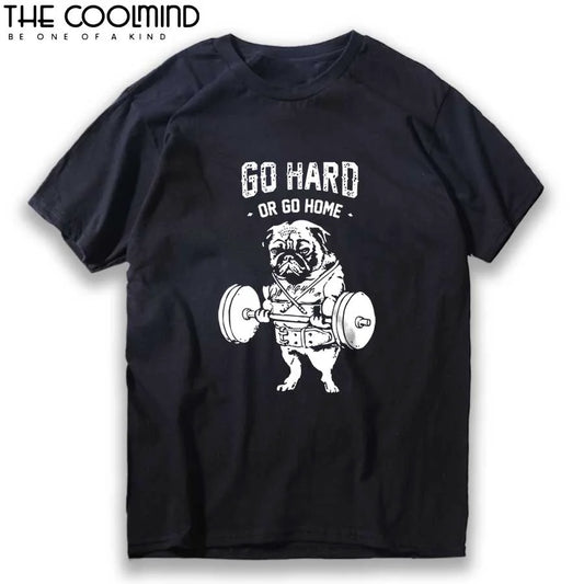100% Cotton Casual Pug Life Mens T Shirts Fashion Go Home or Go Hard Men