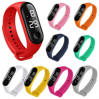 M3 Children Solid Color Adjustable Strap LED Digital Electronic Sports Wrist