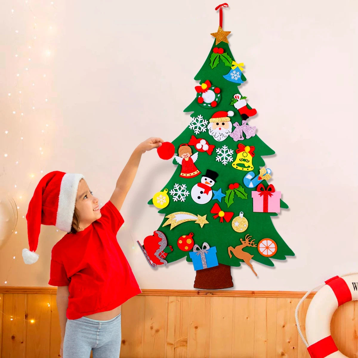 QIFU 3D DIY Felt Christmas Tree Christmas Decorations for Home Christmas