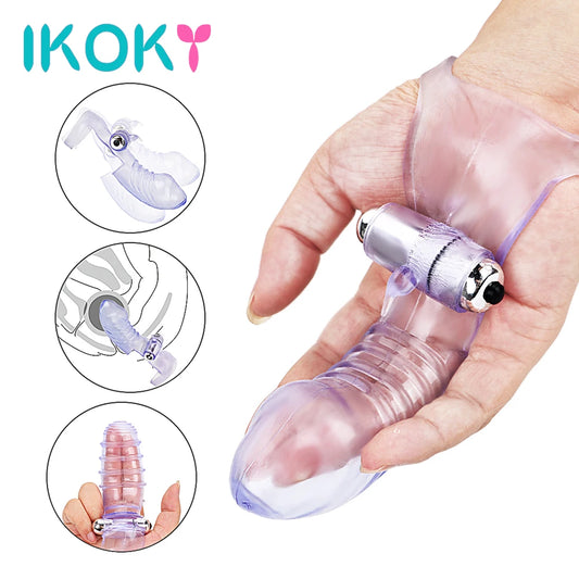 IKOKY Finger Sleeve Vibrator G Spot Massage Clit Stimulate Female Masturbator