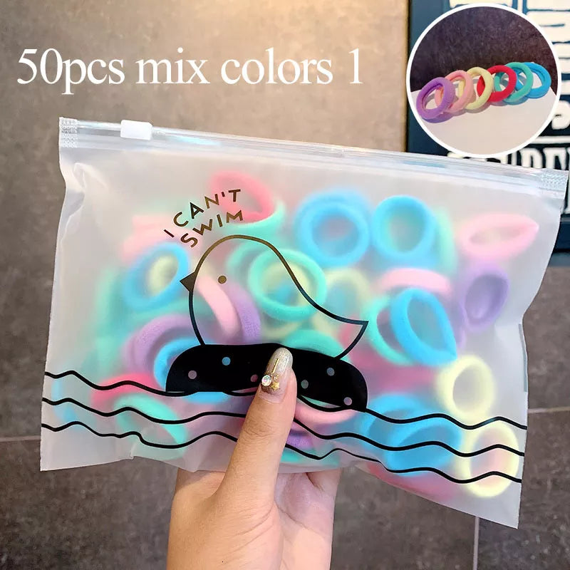 50/100pcs/Set Girls Colorful Nylon Small Elastic Hair