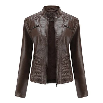 Faux Leather Jacket Women 2024 Spring Autumn Moto Biker Zipper Jacket