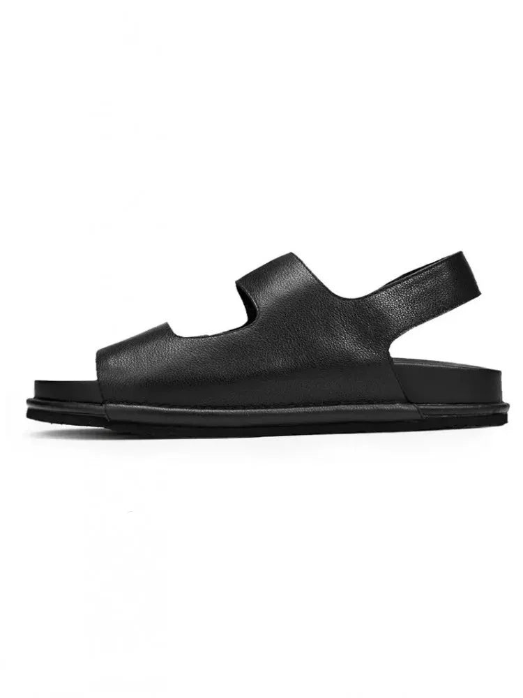 Slip-On Mens Genuine Leather Sandal Outside Casual Platform Shoes Hollow Out