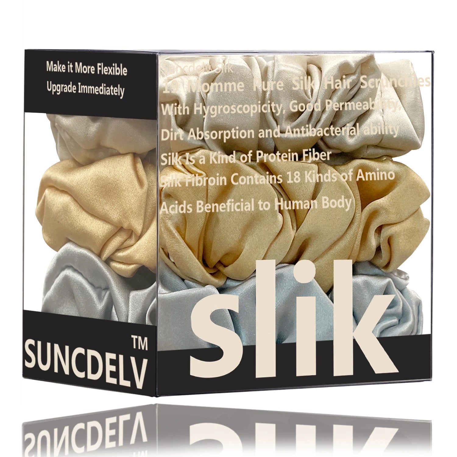 3PCS 100% Pure Mulberry Silk Hair Scrunchies Silk Hair Ties Hairbands