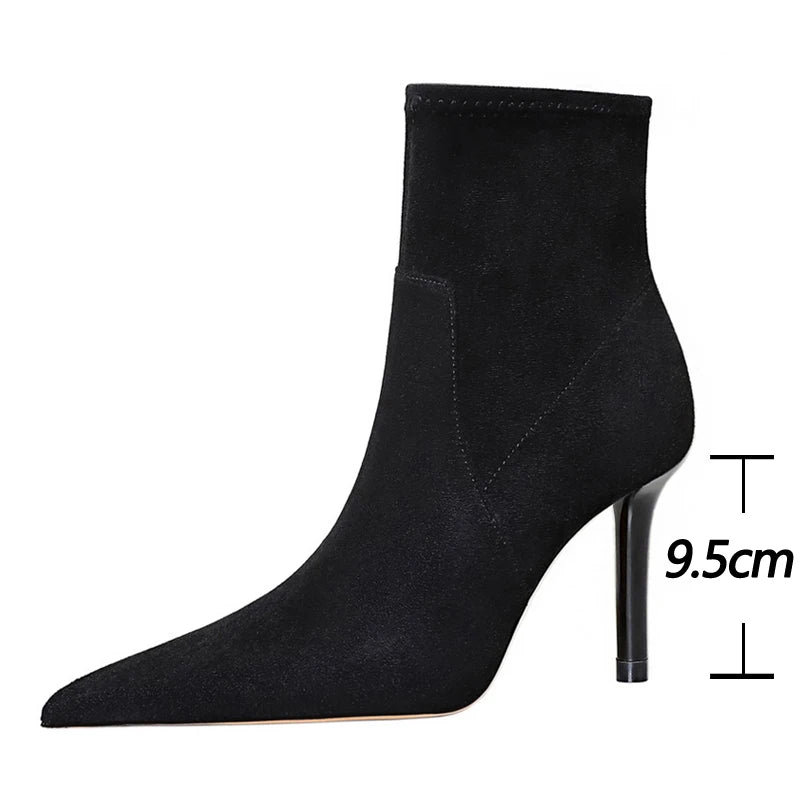 BIGTREE Shoes Black Women Ankle Boots Sexy High-Heeled Boots