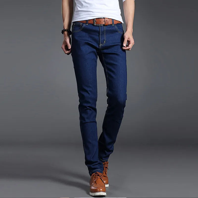 Jeans Men Stretch Solid Black Blue Skinny Slim Fit 2022 Spring and Summer pants