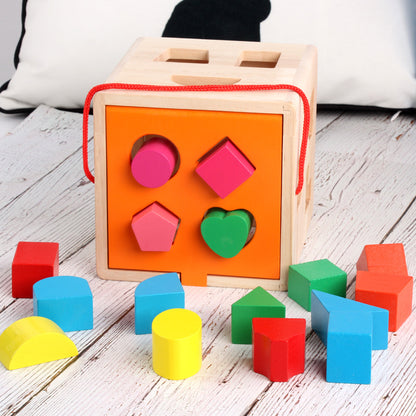 2021 Wooden Baby Activity Cube Toys Early Learning Shape