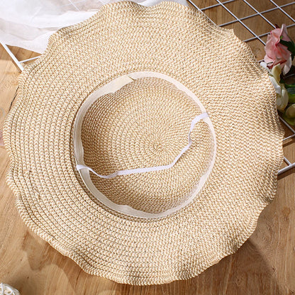 2021 Girls Summer New Hats New Straw Baby Sun Hat With Flowers