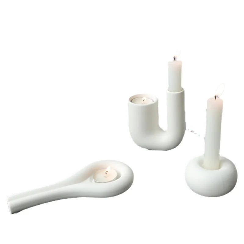 Nordic Ceramic Candlestick Holder White Candle Holders Candle Holder