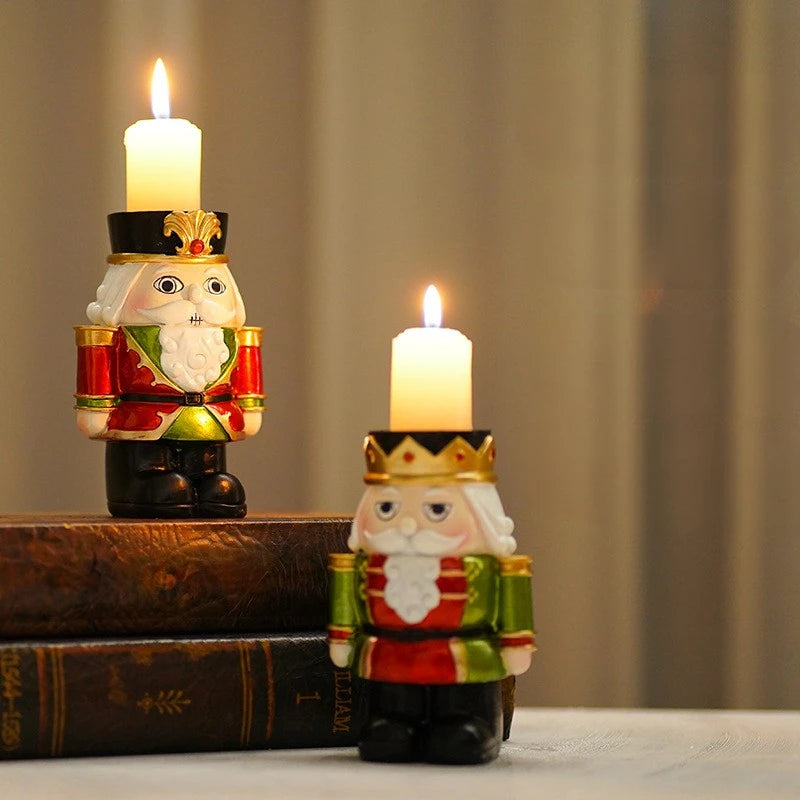 Decoration Home New Year 2025 Resin Nutcracker Candle Holder Gift