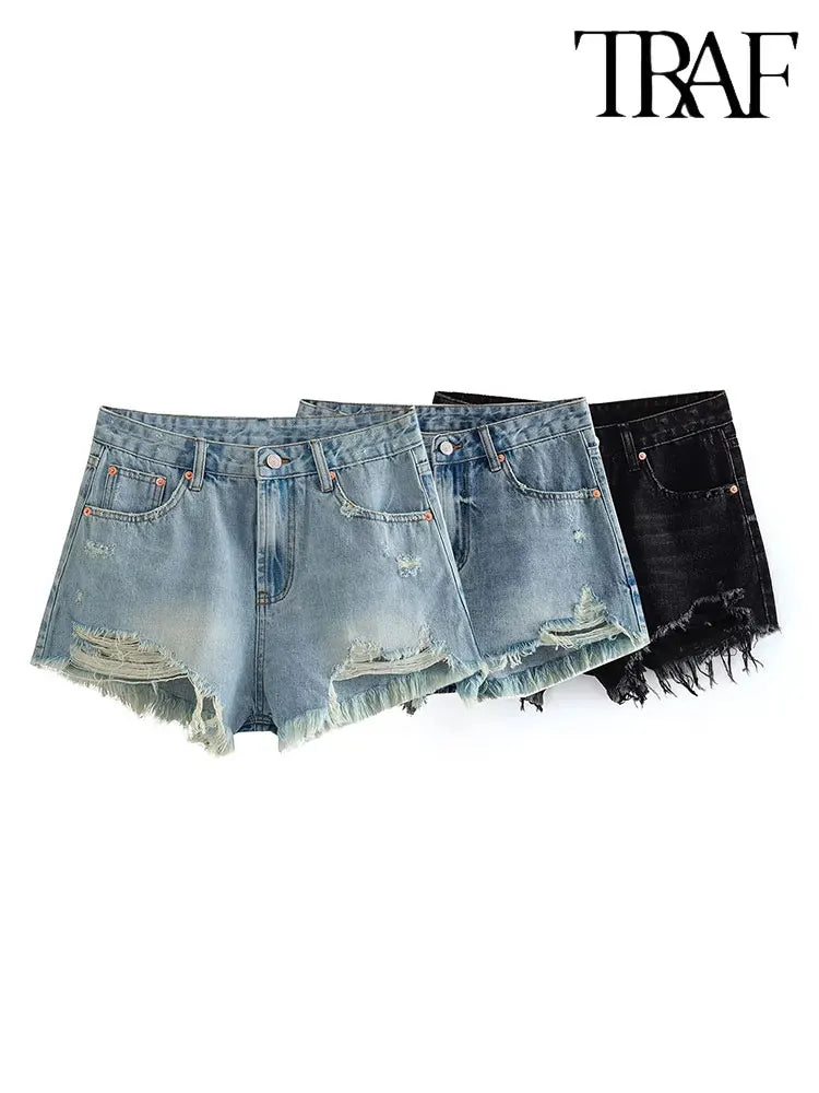 Summer Denim Shorts for Women Black Jeans Shorts Women Distressed Short