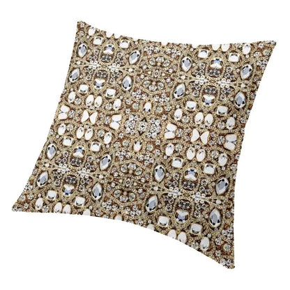 Modern Jewelry Gemstone Silver Crystal Cushion Cover Polyester Glitter