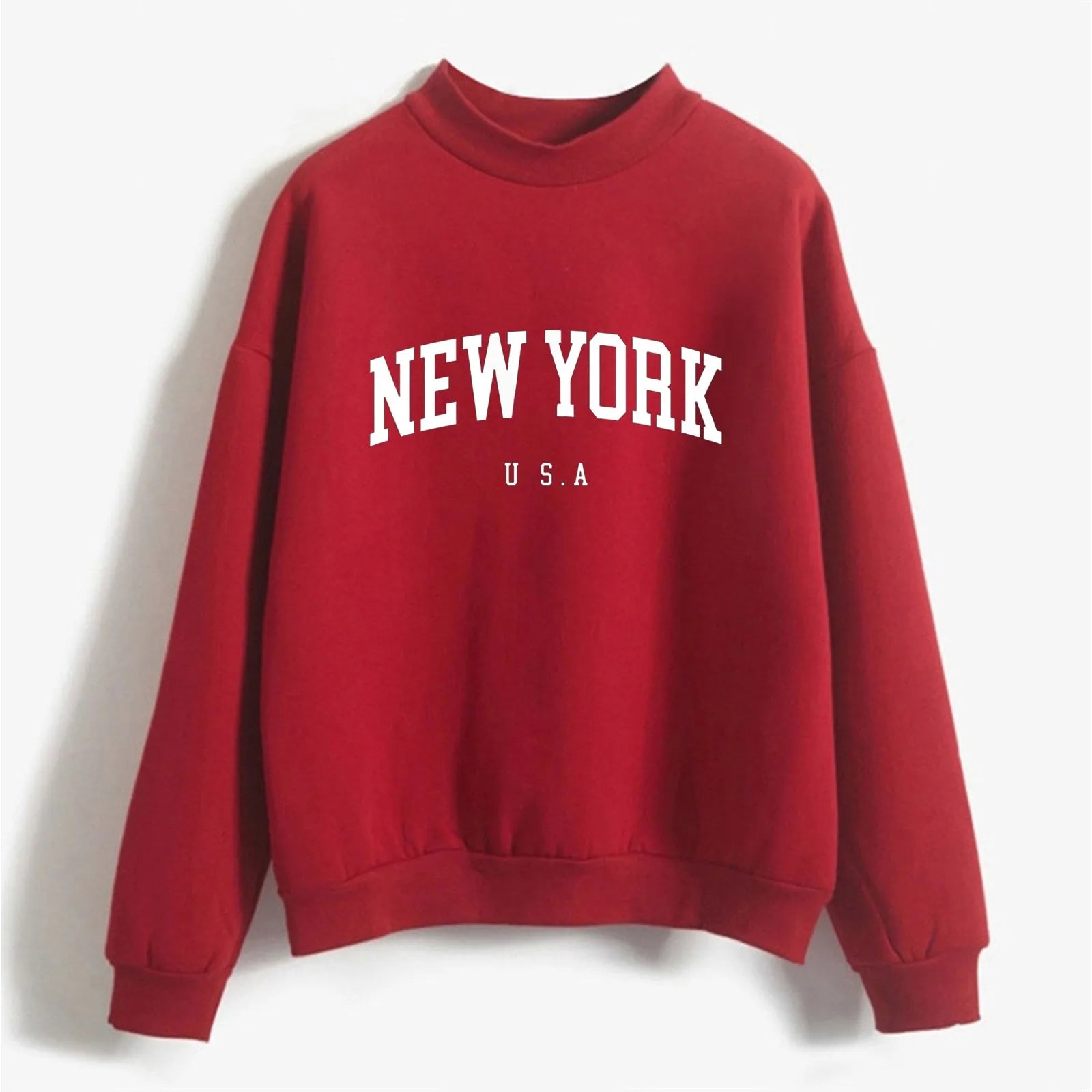 Autumn Spring O Neck New York Prints Sweat Shirts for Women Long Sleeve Pullover