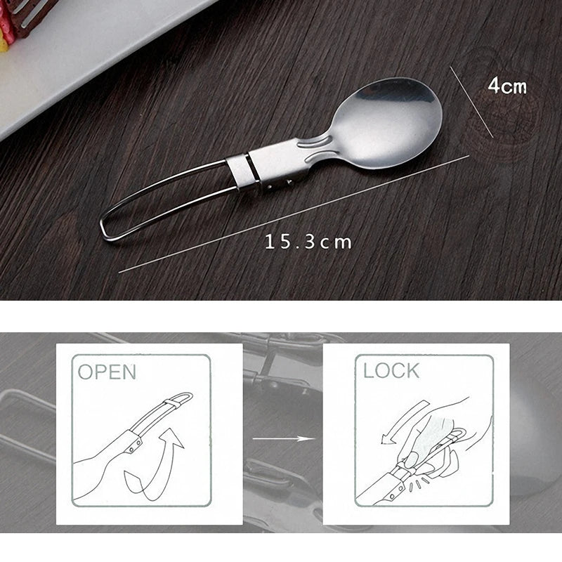 Outdoor Camping Picnic Stainless Steel Spoon Tableware Camp Titanium Spork