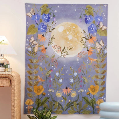 Moon Phase Tapestry Wall Hanging Psychedelic Moon Starry Tapestries Carpets