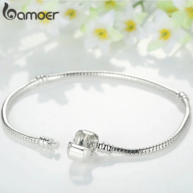 BAMOER Basic Bracelet Snake Chain Bracelet Jewelry 16cm-23cm 7 Size