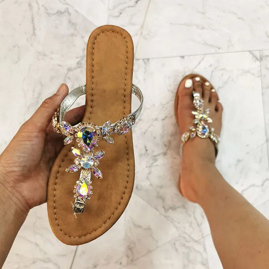 2024 New Sandals Women Gladiator Summer Diamond Buckle Fashion Female Sandal