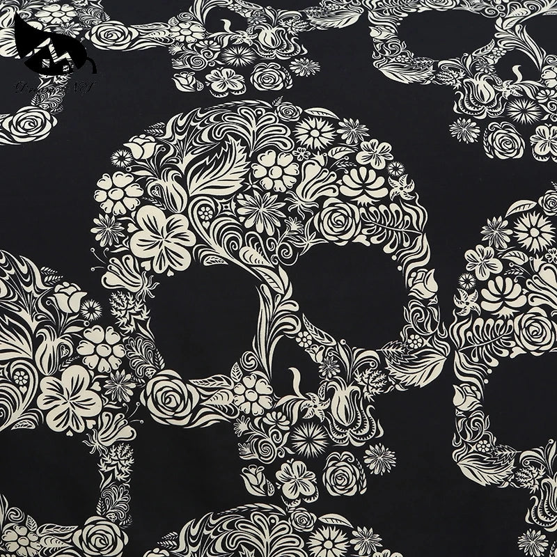 Dream NS Flower Skull Beddings and Bed Sets Black Color Duvet