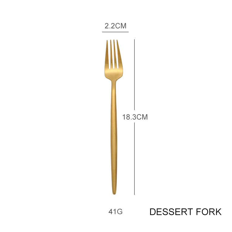 Stainless Steel 304 Matte Gold Flatware Hotel Luxury Dinnerware Spoon and Fork