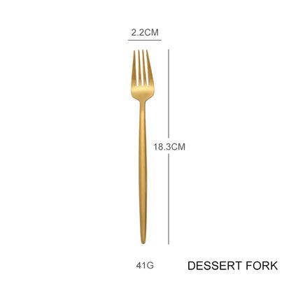 Stainless Steel 304 Matte Gold Flatware Hotel Luxury Dinnerware Spoon and Fork