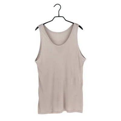 Men Tank Tops 100%Real Silk Solid Tanks for Men O Neck Vest