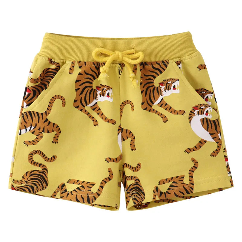 Jumping Meters Summer Tigers Print Boys Shorts Drawstring Cotton