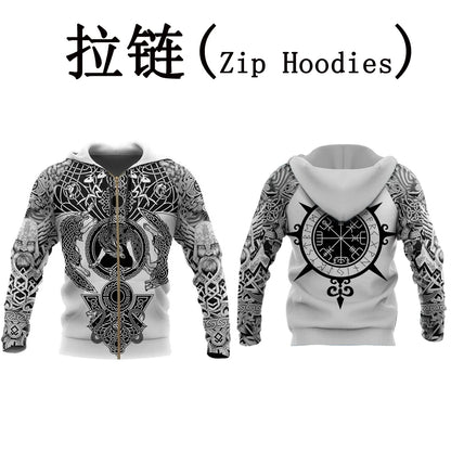 Fenrir Wolf Valknut Tattoo 3D Printed Men Hoodies Harajuku Hooded Sweatshirt