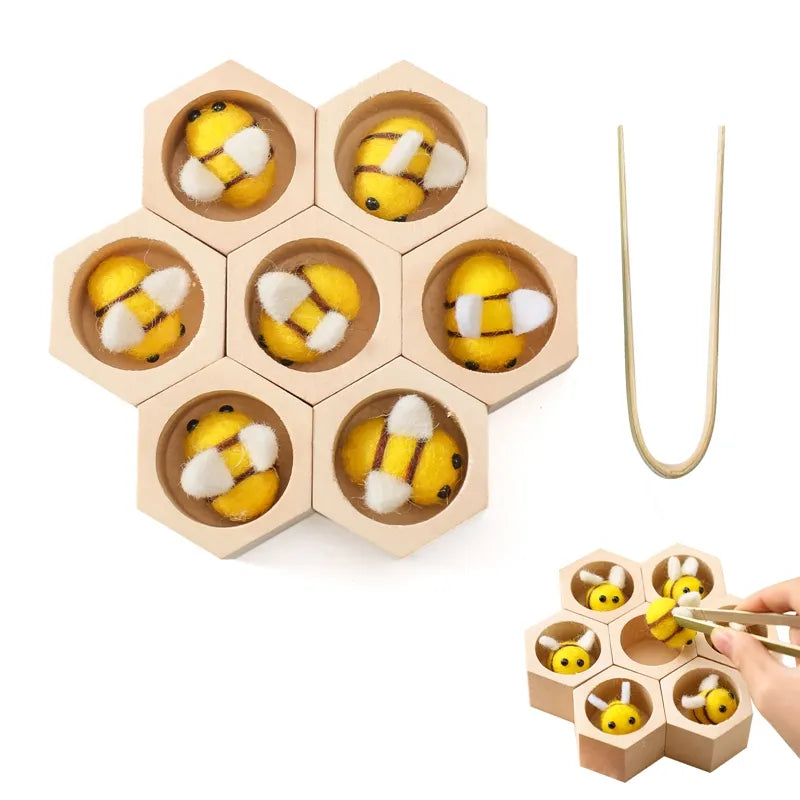 Montessori Honeycomb Wooden Toys Bee Educational Toys