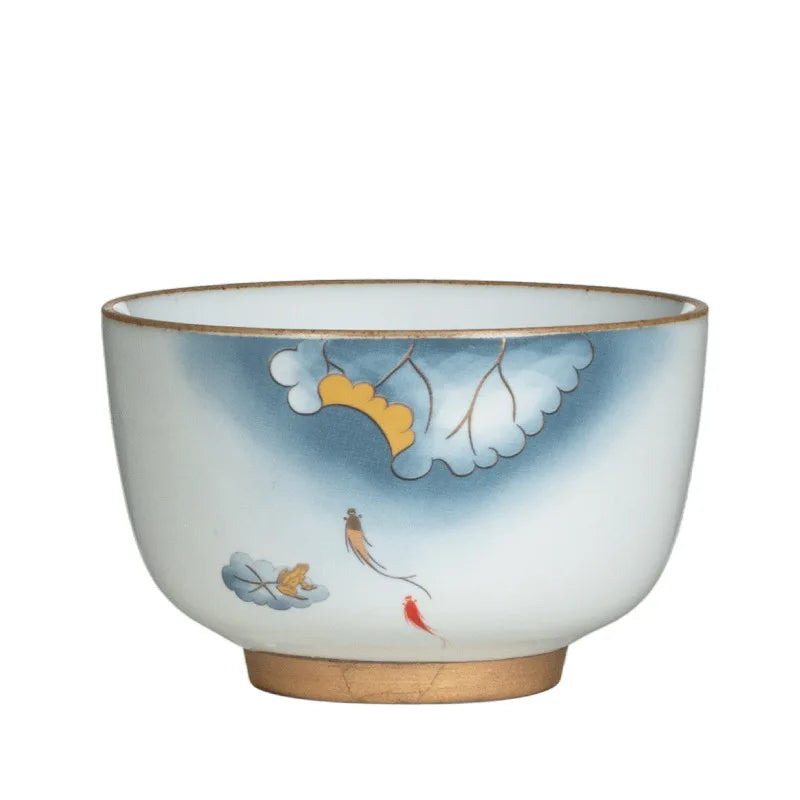 Azure Rui He Ceramic Cup 4 Cup Gift Box Kung Fu Tea Cup