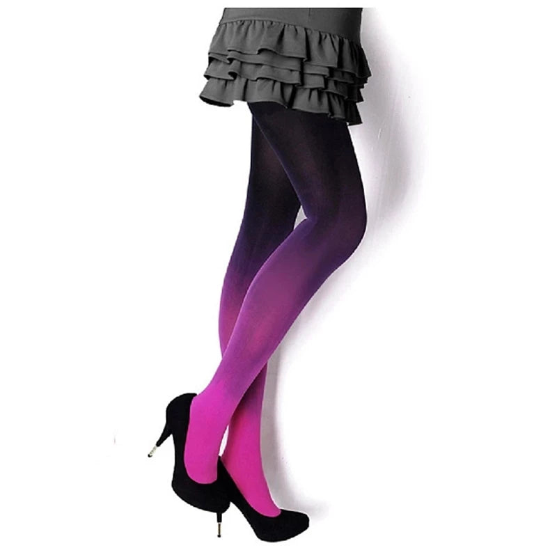 Sumodx Women's 120D Velvet Tights Candy Color Gradient Sexy Opening Crotch