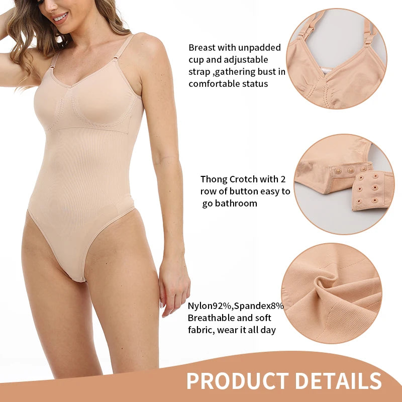 Seamless Thongs Bodysuit Women Shapewear Tummy Control Butt Lifter Body Shaper