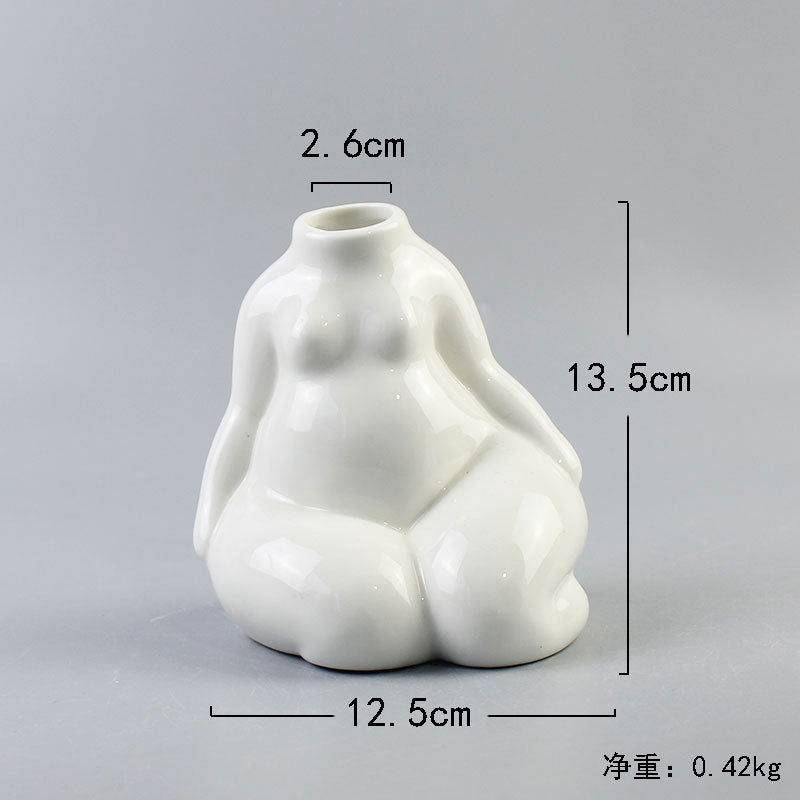 Hot Sale Modern Nordic White Ceramic Body Vases for Home Decor Art Sculptures